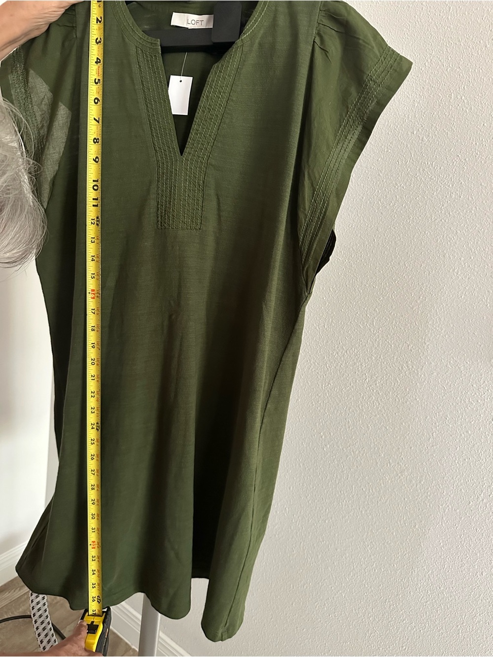 LOFT Olive Green Short-Sleeve V-Notch Tunic - Picture 5 of 5